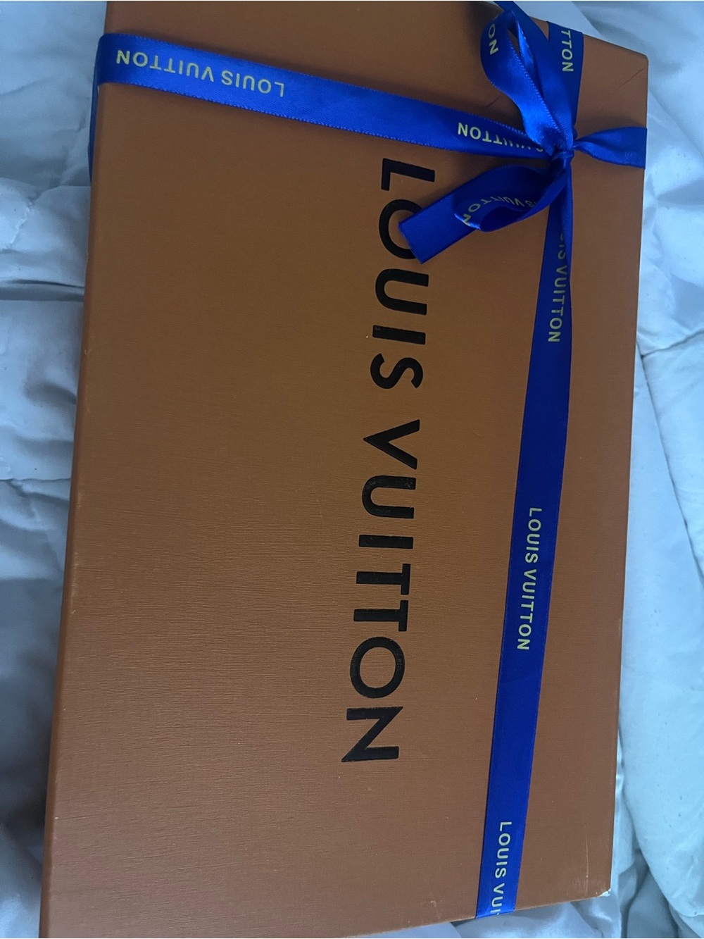 Louis Vuitton Orange Gift Box with Blue Ribbon